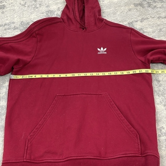 Vintage Adidas Adicolor Hoodie Sweatshirt 3 Stripe Long Sleeves Red Sz S - Picture 6 of 10